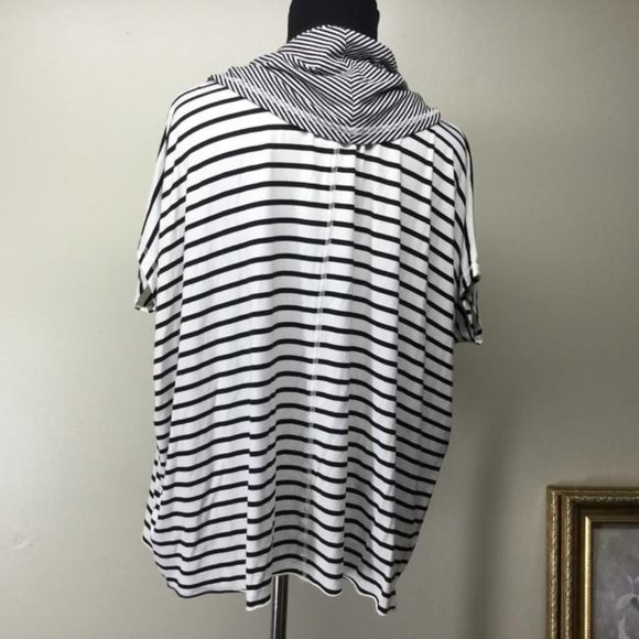 Akira Chicago Red Label Black/white Stripe Multi Way Tunic M - Picture 3 of 6